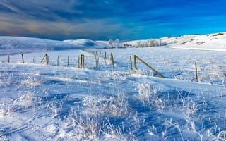 Картинка поле, снег, холмы