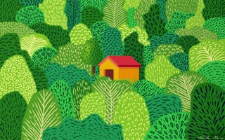 Картинка домик, лес, деревья