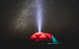 Обои палатка, ночь, звездное небо