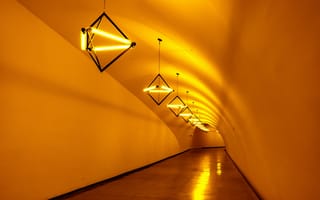 Картинка тоннель, лампы, свет