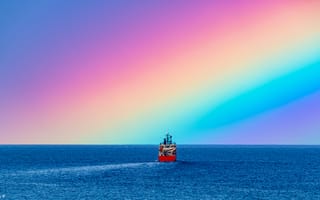 Картинка корабль, радуга, море