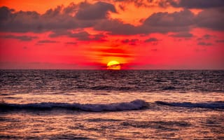 Картинка солнце, закат, океан