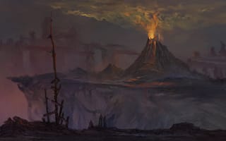 Картинка вулкан, извержение, мрак