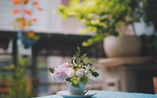 Картинка чашка, цветы, букет