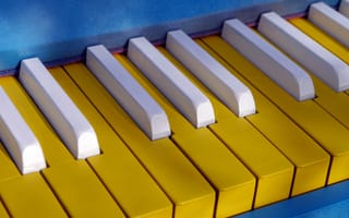 Картинка пианино, клавиши, желтый