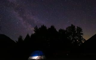 Обои палатка, кемпинг, звезды
