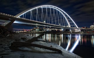 Картинка мост, вода, подсветка