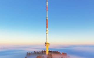 Картинка башня, туман, деревья