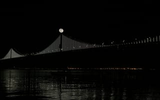 Обои мост, луна, вода