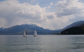 Картинка парусники, лодки, озеро