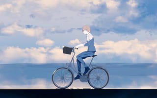 Картинка парень, велосипед, одиночество