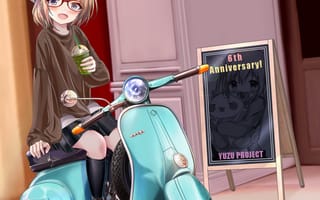 Картинка девушка, очки, скутер