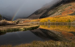 Картинка гора, озеро, радуга