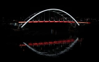 Картинка мост, свечение, вода