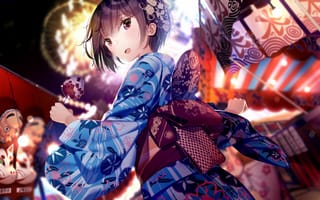 Картинка девушка, кимоно, праздник