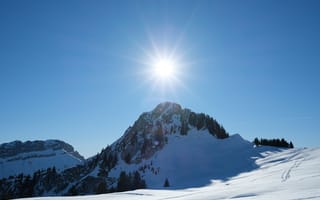 Картинка горы, снег, солнце