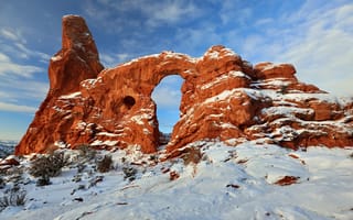 Картинка башенная арка, рельеф, снег