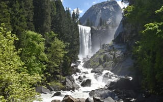 Картинка водопад, камни, деревья
