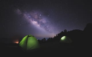 Картинка палатка, ночь, звездное небо
