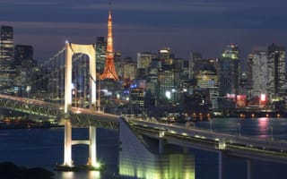 Обои rainbow bridge, tokyo, japan
