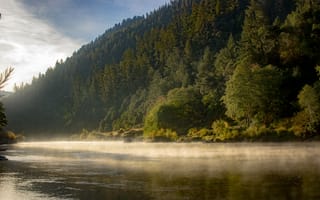 Картинка река, туман, лес