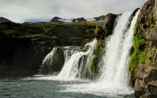 Картинка водопад, скала, река