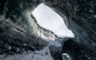 Картинка пещера, лед, сосульки