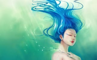 Картинка девушка, под водой, волосы
