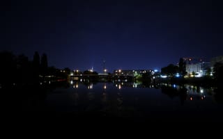 Картинка мост, фонари, ночь