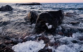 Обои камни, море, горизонт