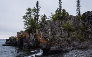 Картинка берег, скала, деревья