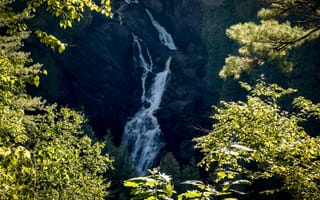 Картинка водопад, скала, деревья