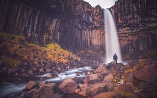Картинка скала, гора, водопад