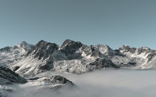Картинка горы, снег, облака