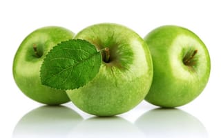 Картинка яблоки, зеленые, белый