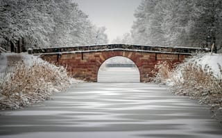 Картинка мост, река, лед