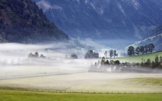 Картинка туман, долина, горы