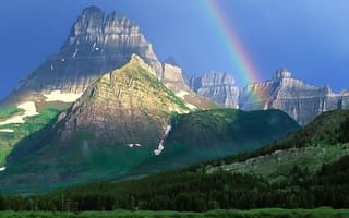 Картинка радуга, горы, лес