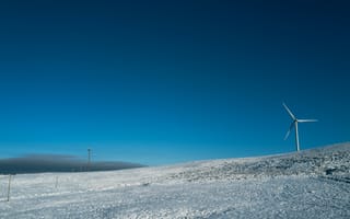 Картинка ветряки, поле, снег