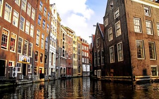 Картинка амстердам, венецианский канал, дома