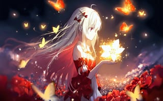 Картинка девушка, цветок, свечение
