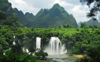 Картинка водопад, бан гиок, вьетнам