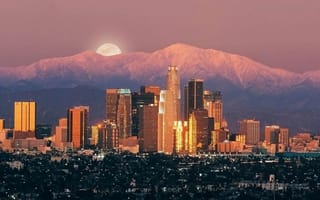 Картинка лос-анджелес, небоскребы, восход