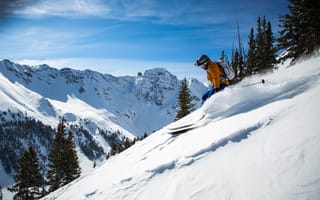 Картинка человек, лыжи, снег