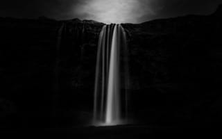 Картинка водопад, скала, темный
