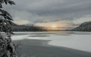 Картинка озеро, лед, снег