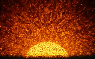 Картинка солнце, огонь, частицы
