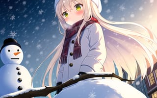 Картинка девушка, шарф, снег
