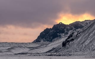 Картинка гора, снег, закат