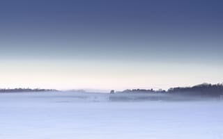 Картинка поле, снег, туман